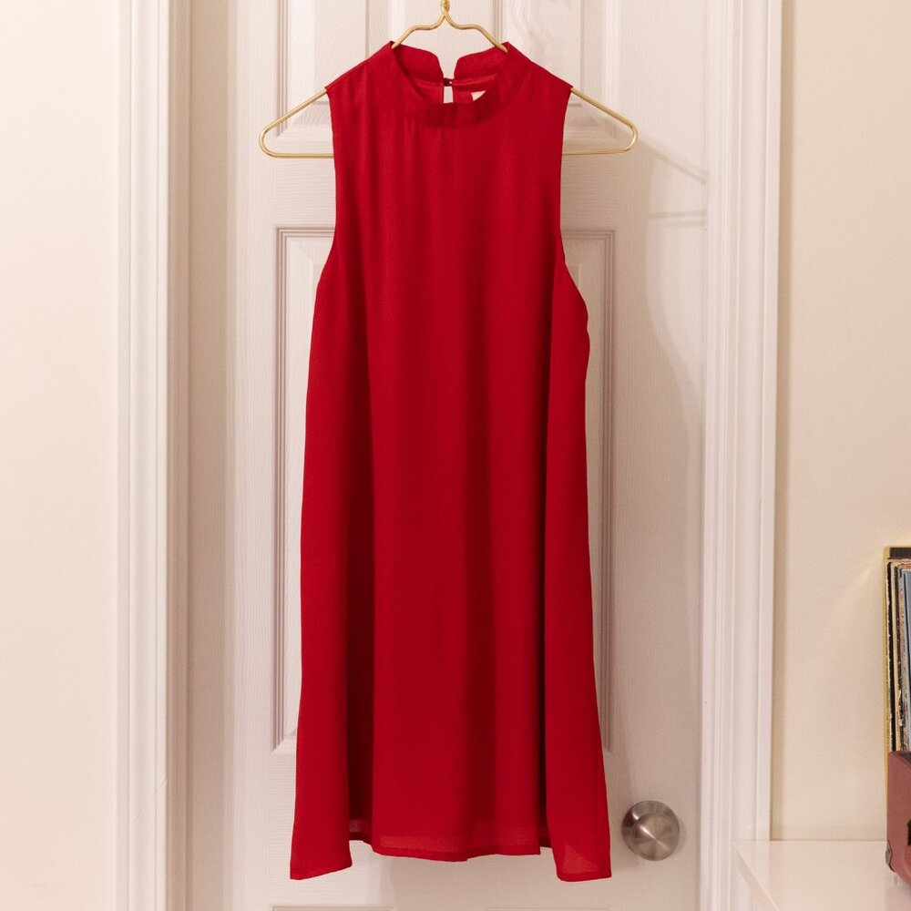 EVERLY ❤️ Chiffon Mock Turtleneck Mini Dress